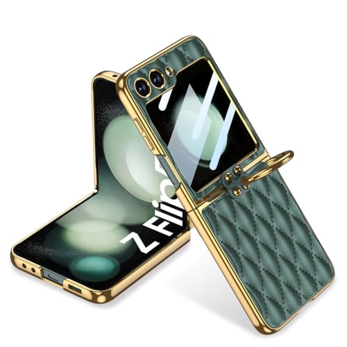 Housse Galaxy Z Flip 4 vert forêt avec anneau pour vidéos mains libres