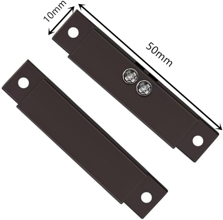 Magnetic Door Switch NC Wired Door Alarm Magnetic Contact Sensor with Double Side Tape 4 Sets Brown