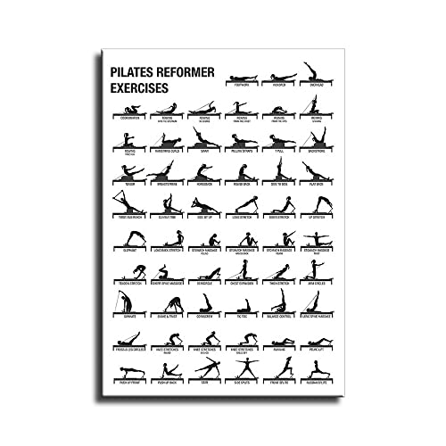 LILIIY Pilates Reformer Chart Poster Home Workout Gym Yoga Studio Decoration Poster Gift for Yoga Lovers (16x24inch-No Frame)