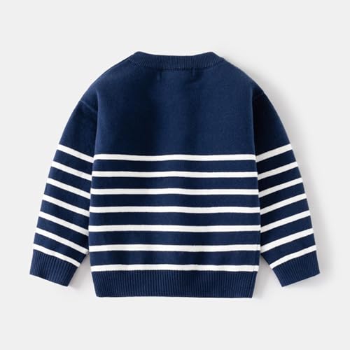 Toddler Boys Girls Striped Crewneck Sweaters Long Sleeve Kids Fall Winter Cute Knit Pullover Jumper Tops for 1-8 Years4