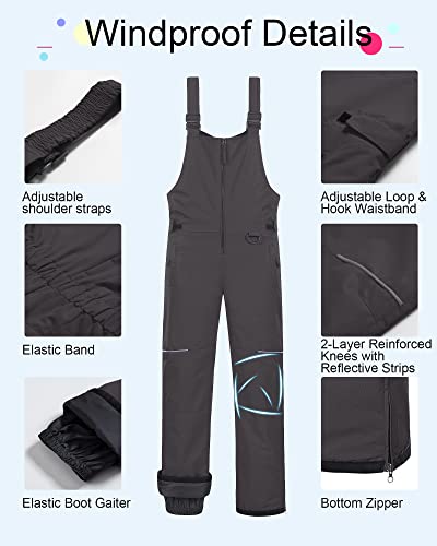 Image of CREATMO US Boy's Snow Bibs Kids Ski Pants Waterproof Insulated Winter Overalls