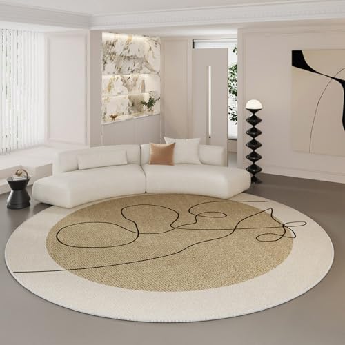 カーペット 洗える 円形 北欧風 ラグ 約2畳 オールシーズン適用 プリント柄 サラサラ 滑り止め ホットカーペット対応 フランネルラグ 花柄2 防音 抗菌防臭 リビング ダイニング 180*180cm ラグマット アンティーク ベージュ 洋室 洋風 XF