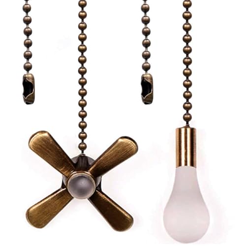 Ceiling Fan Pull Chain 13.6 Inches Fan Pulls Set with Connector 3mm Diameter Beaded Ball Fan Pull Chain（Bronze）
