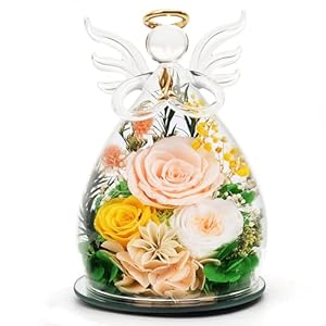 Gifts for Mom Mothers Day, Preserved Rose in Glass Angel Figurine, Birthday Gifts for Women Grandma Wife, Forever Fresh Flowers Delivery from Daughter