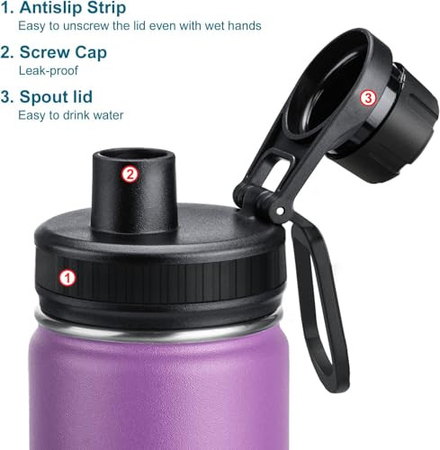 Image of koodee Insulated Water Bottle, 32 oz Stainless Steel Double Wall Vacuum Wide Mouth Sport Bottle with Leakproof Spout Lid (Purple)