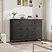 GarveeHome 6 Dresser for Bedroom, 47 in Wide Drawer Dresser with Storage Freestanding, Wooden Closet Storage Chest for Living Room, Bedroom, Entryway, Dark Black