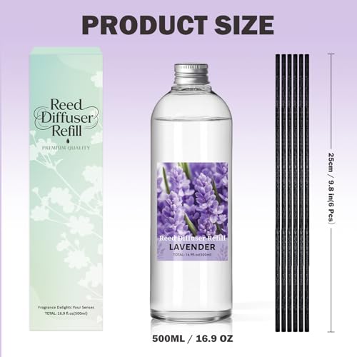 Image of SCENTORINI Reed Diffuser Oil Refill, 16.9oz Lavender Scented Essential Oil