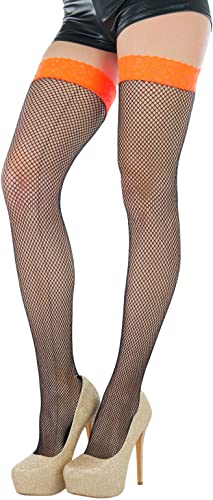 Image of ToBeInStyle Women's Fine Classic Fishnet Thigh High Stretch Nylon Novelty Stockings