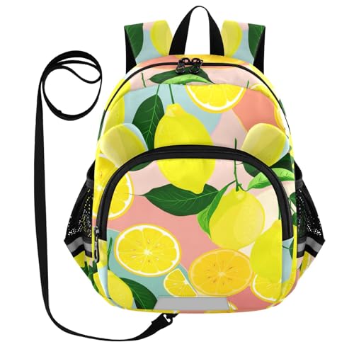 Lemon Slice Foliage Pastel Toddler Harness Backpack for Boys Girls 3-6 Years Kids Backpack with Anti Lost Safety Leash Baby Harness Bookbag for Walking Preschool Travel
