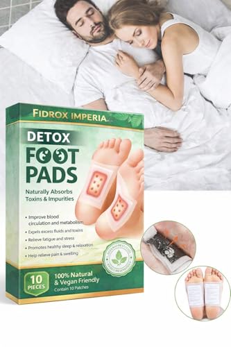 Image of Fidrox Herbal and Ingredient Pack of 10 Detox Foot Patches | Natural Cleansing & Toxin Remover Pads for Men and Women | Pain Relief Stress Relief & Better Sleep | Herbal Detoxification Foot Pads (Pack of 10)