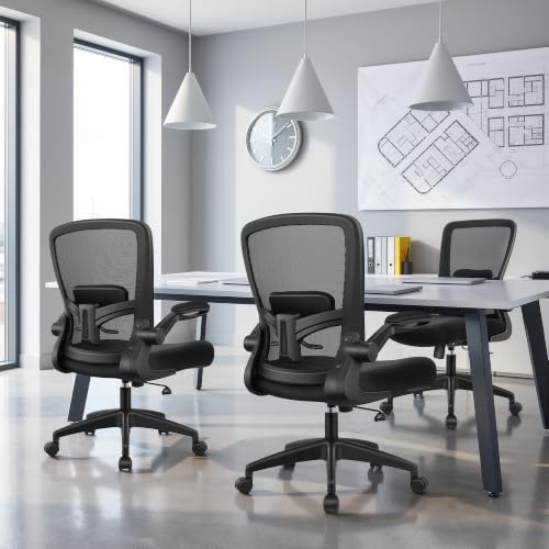 Image of FelixKing Office Chair, Ergonomic Desk Chair Breathable Mesh Chairs Adjustable High Back Lumbar Support Flip-up Armrests, Executive Rolling Swivel Comfy Computer Chairs Home Office Black