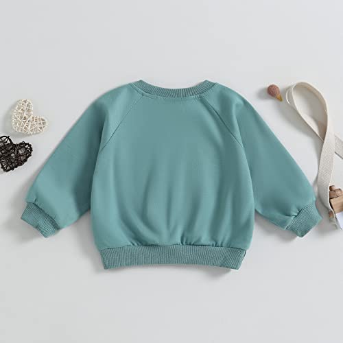 Amiblvowa Little Kids Toddler Baby Girl Boy Crewneck Sweatshirt Long Sleeve Letter Print Sweaters Pullover Tops Cute Fall Clothes (Green Love Yourself, 6-12 Months) #TOP1
