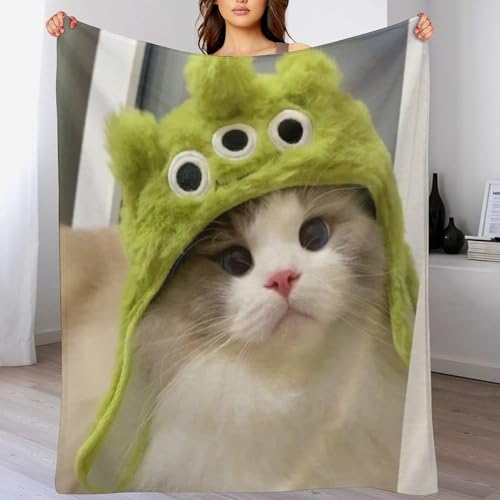 Couverture polaire flannel chat 3D chaude et légère pour lit