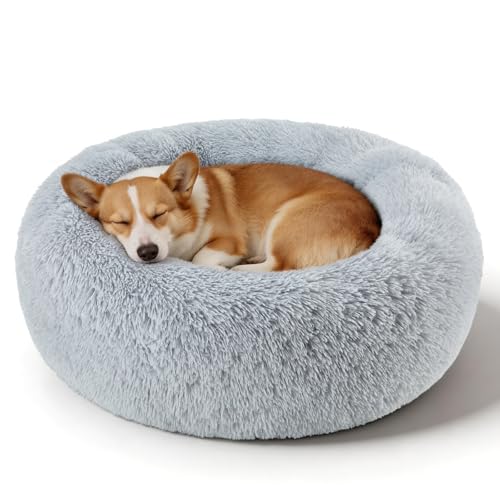 Image of Dog Calming Beds for Medium Large Dogs Round Donut Washable Anxiety Dog Bed