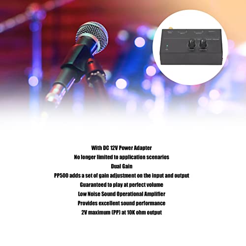 Preamplificador de bajo Ruido, Fácil de Usar con Ajuste de Ganancia, Salida de 2 V, Preamplificador de Tocadiscos Sensible para Tocadiscos, Negro, Preamplificador Phono (Enchufe