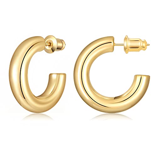 Image of Gacimy 14K Gold Plated Chunky Open Hoop Earrings for Women