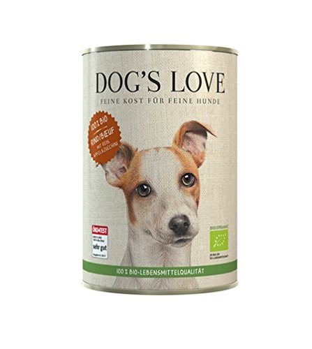 DOG'S LOVE BIO Premium Hundefutter Nassfutter Rind mit Reis, Apfel & Zucchini (6 x 400g)