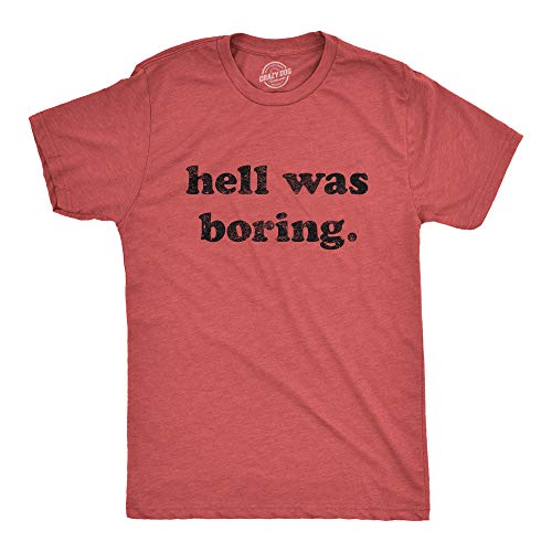 T-shirt Hell Was Boring pour homme XL rouge chiné style graphique Satan