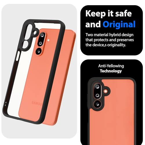 Image of KAPAVER Hybrid Clear Back Cover Case for Galaxy M36 /F36 | Protective Shockproof Cleare Hard PC Soft Flexible Black TPU Cover