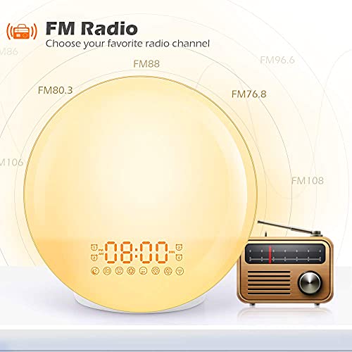 Intelligent Wake Up Light, Sunrise Alarm Clock Supported Alexa/Google Home, Clock Radio, Sunrise Simulation & Sleep Aid, 4 Alarms with FM Radio/7 Natural Sounds/Snooze, 7 Colored Night Light for Adults, Kids Intelligent Wake Up Light, Sunrise Alarm Clock Supported Alexa/Google Home, Clock Radio, Sunrise Simulation & Sleep Aid, 4 Alarms with FM Radio/7 Natural Sounds/Snooze, 7 Colored Night Light for Adults, Kids
