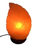 Natural Himalayan Salt Lamp on Solid Neem Wood Base | Romantic Leaf Shape | Dual Voltage (AC 230V/110V), UL Listed, 6' Cord & Dimmer Switch by Uniwaresal, 6.2 lbs (Pink)