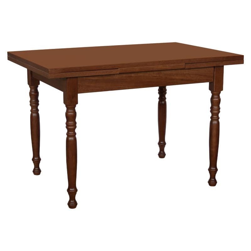 Vicentini arreda TAVOLO DA CUCINA IN LEGNO ALLUNGABILE ARTE POVERA NOCE SCURO MOD DUETTO GAMBE TORNITE (160x85 (240))