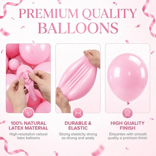 Image of Balloon Column Kit for Floor-Balloon Columns with Stand, Base and Pole,Balloon Tower Backdrop Decoration for Wedding, Baby Shower, Birthday Party, or Bachelorette Parties (Metallic Pink)