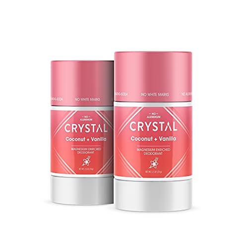 Crystal Magnesium Solid Stick Deodorants - Magnesium Deodorant. Safely and Effectively Fights Odor. Aluminum Free Deodorant for Men and Women - Coconut + Vanilla, 2.5 oz (2 Pack)