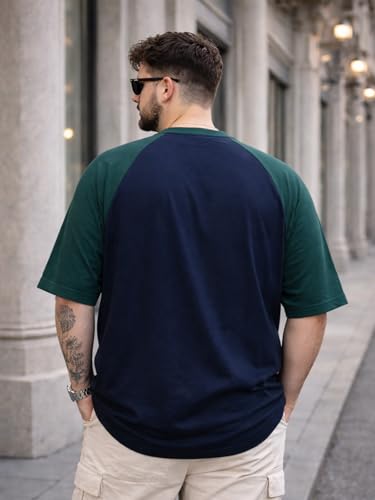 Image of Veirdo Men's 100% Pure Cotton Half Sleeve Plus Size Printed T-Shirt with Raglan Sleeve Stylish Comfortable & Durable Tees (Sizes: 2XL to 5XL)