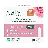 Naty Tampons Mini aus 100% Bio-Baumwolle | Frei von schädlichen Chemikalien | Plastikfrei | Ohne Duftstoffe | Hypoallergen | Gynäkologisch getestet | Natürlicher Auslaufschutz | Vegan | 18 Stück