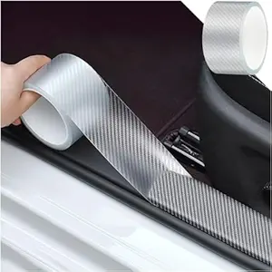 JIVRIX Universal Car Door Edge Entry Guards Scratch Cover Door Sill Protector 5D Carbon Fiber Paint Threshold Guard Car Bumper Door Guard Hood Sticker Protection Strip (Whitecolor - 5cm  -  5M)