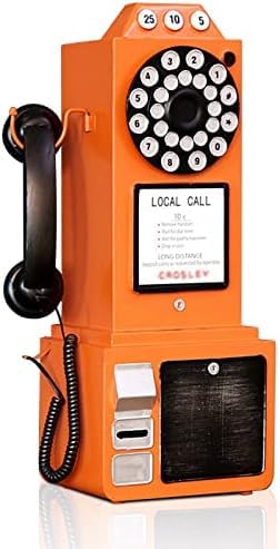 Téléphone à cadran rétro vintage marron et orange pour décoration de bureau