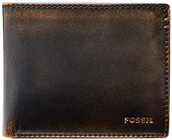 Fossil Men's Wade Leather Bifold with Flip ID Wallet, Black, (Model: ML3882001)