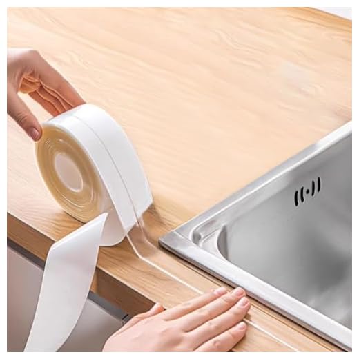 2 Rolls Caulk Tape Self Adhesive, Clear Waterproof Caulking Sealing Tape Peel and Stick for Bathroom Toilet Sink Kitchen Countertop Cabinet Baseboard Trim Wall Floor Tile Grout Glue, Transparent