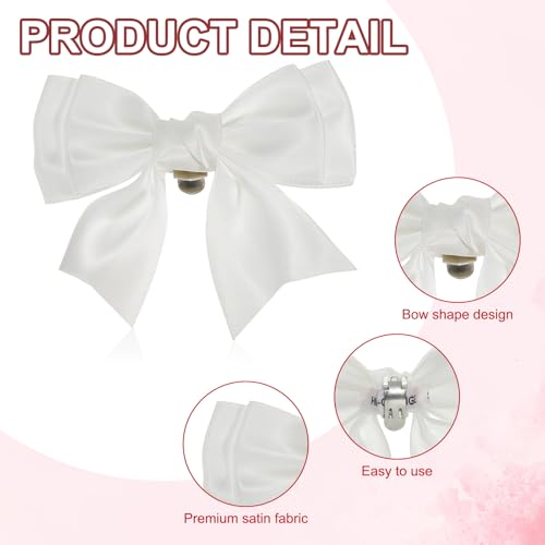PATIKIL Women Bow Shoe Clips, 2 Pcs Satin Elegant Detachable Bowknot Shoe Clips, Cute Embellishment Shoe Buckle for Decoration Wedding Party, White by PATIKIL - Used condition - Image 3