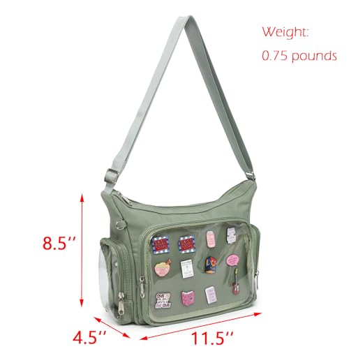 Image of Canvas Ita Bag Crossbody Shoulder Bag Kawaii Purses and Handbags with Anime Pins Display Medium