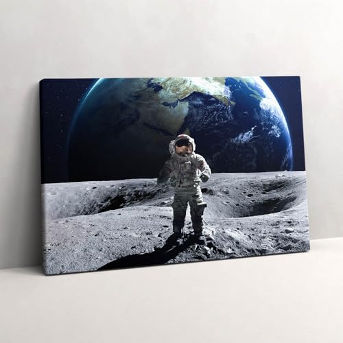 Astronaute sur la lune image sur toile salon déco murale d'art