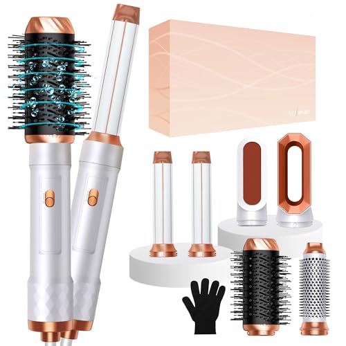 OKWRAP - Airbrush Cheveux 6 en 1, Air Styler Pro, Air Styler 6 en 1 avec Seche Cheveux, Boucleur Automatique, Brosse Coiffante Chauffante, Brosse Lissante, Seche Cheveux 5 en 1 pour Sécher, Boucler, Lisser