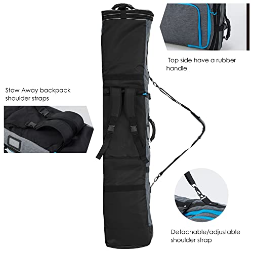Image of XCMAN Roller Snowboard Bag Adjustable Length 63-75In Padded Bag for Air Travel Snowboard Boots