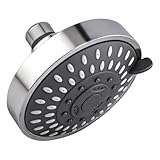 RULNFICHY High Pressure Shower Head - Adjustable Bathroom Fixed Rain Showerhead with Swivel Brass Ball Joint, Self-Cleaning Nozzles (5-Mode, 4 Inch Chrome)