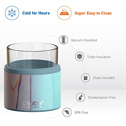 Asobu Whiskey Glass With Insulated Stainless Steel Sleeve, 10.5 Ounces (Aqua Pink) #TOP1