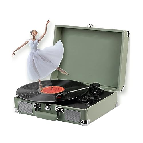 スーツケースターンテーブル、ヴィンテージビニールレコードプレーヤー、ポータブルスピーカー、33/45/78回転LP蓄音機対応、一般サイズターンテーブル、コンパクトヴィンテージ蓄音機、ワイヤレス接続対応、A