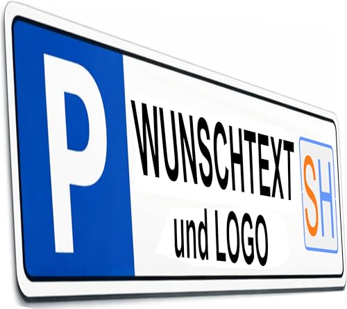 NEU - SCHILDER HIMMEL Parkplatzschild personalisiert mit Wunschtext Bild oder Logo Parkplatz Reserviert Schild für Privat & Gewerbe Alu-Verbund Wetterfest oder Kunststoff für Innenräume in 5 Größen