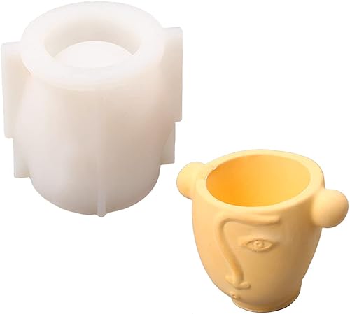 Miniatura 6 de Moldes de silicona para macetas de cemento facial, molde para hormigón, yeso, arcilla, suculentas, herramienta para hacer macetas