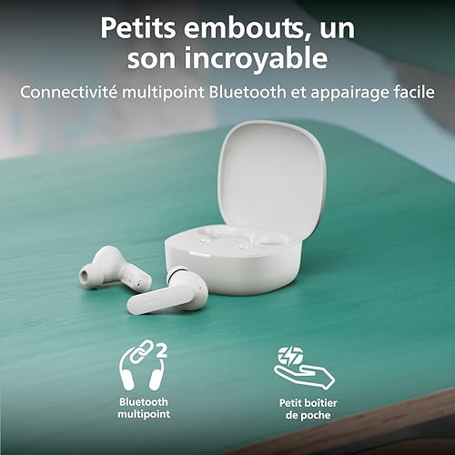 Auriculares Philips TAT2100 sans fil Bluetooth 6.0 pour appels et musique blancs - vue 6