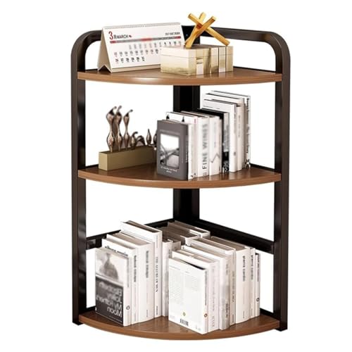 YIHANWUU Estantería de Esquina Moderna de 3 Nipara Espacios Pequeños, Blanca, para Sala de Estar, 25 X 25 X 65 Cm, Elegante Solución para Exhibir Y Almacenar Libros./Brown/25 * 25 * 65Cm
