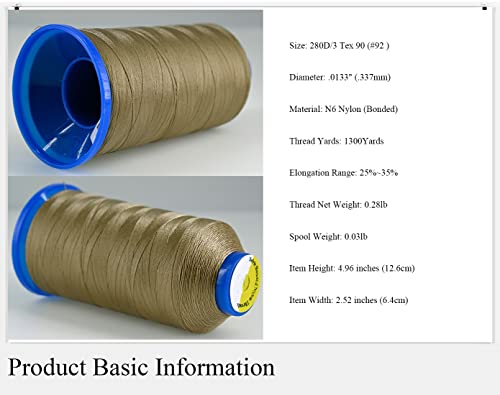 Hilo de nylon bonded Selric 1300 yd color caqui miniatura 2