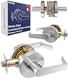 OAKMOORE Heavy Duty Commercial Door Handle | Passage Function | Grade 2 | No Lock/Key | for Meeting Rooms & Kitchens | Nickel Finish | C UL & ADA | ANSI A156.2