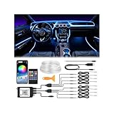 SS VISION Interior Car LED Strip Lights 400 inches Fiber Optic tubing USB Powered RGB 8 in 1 Car Neon with Wireless APP and Remote Control, Ambient Lighting Kits 16 Million Colors,Sync to Music