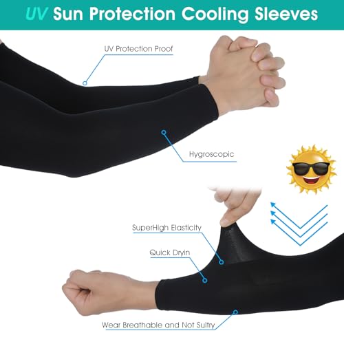 Telooco 2 Paar Armsleeves Volleyball Armschoner Kinder Unterarmschoner Ärmlinge Sommer Sonnenschutz Kinder Ärmel Kühlung Armlinge UV Armschutz Anti-Rutsch Armstulpen für Jungen Mädchen (Schwarz)